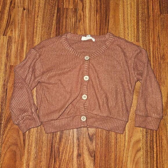 5 for $25 Jessica Simpson Brown Ribbed Cardigan Baby Size 18 Months - Picture 1 of 4